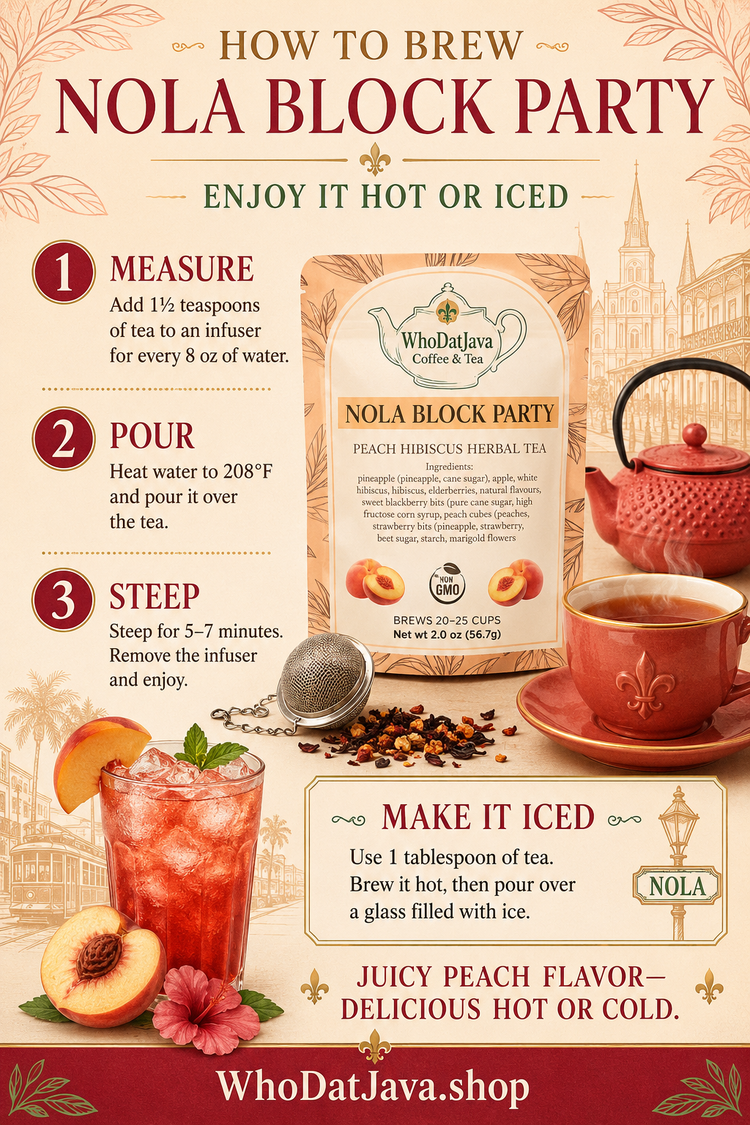 Nola Block Party Peach Hibiscus Herbal Tea detail 4