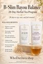 B-Slim Bayou Balance 28-Day Tea Program prepared in a cup