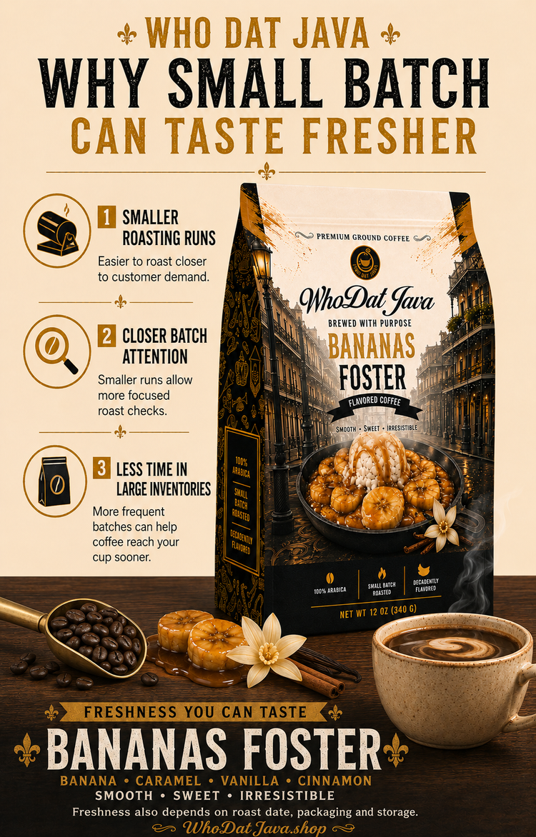 Bananas Foster Flavored Coffee prepared in a cup