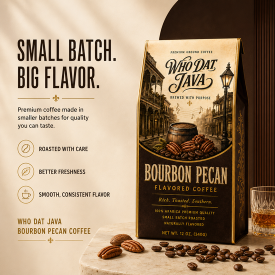 Bourbon Pecan Flavored Coffee prepared in a cup