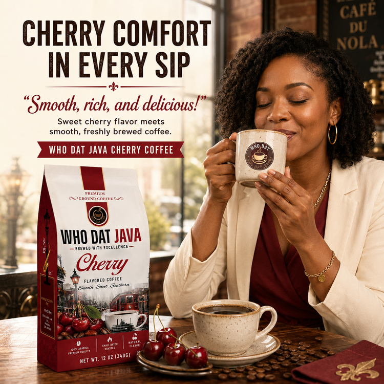 Cherry Flavored Coffee prepared in a cup