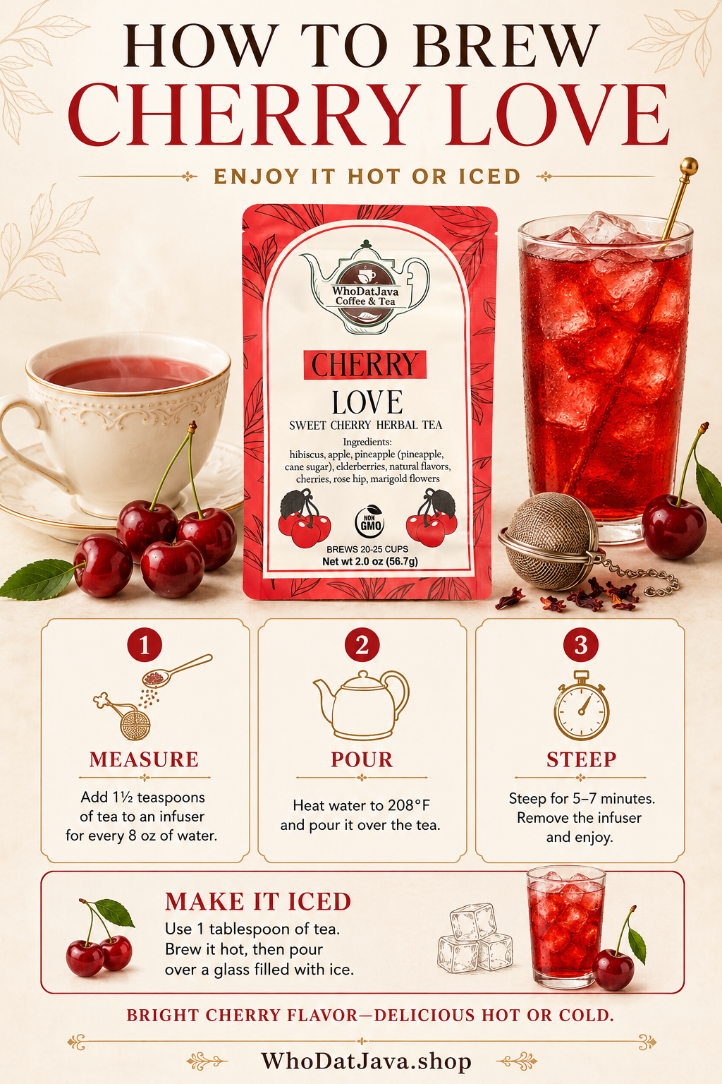 Cherry Love Sweet Cherry Herbal Tea detail 4