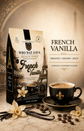French Vanilla Flavored Coffee packaging, flavored coffee