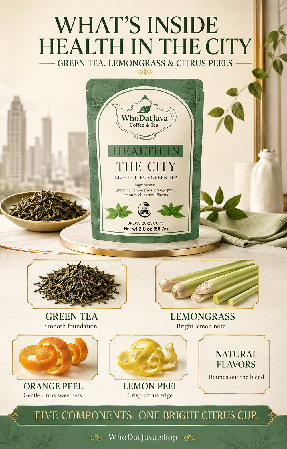 Health in the City Light Citrus Green Tea detail 4