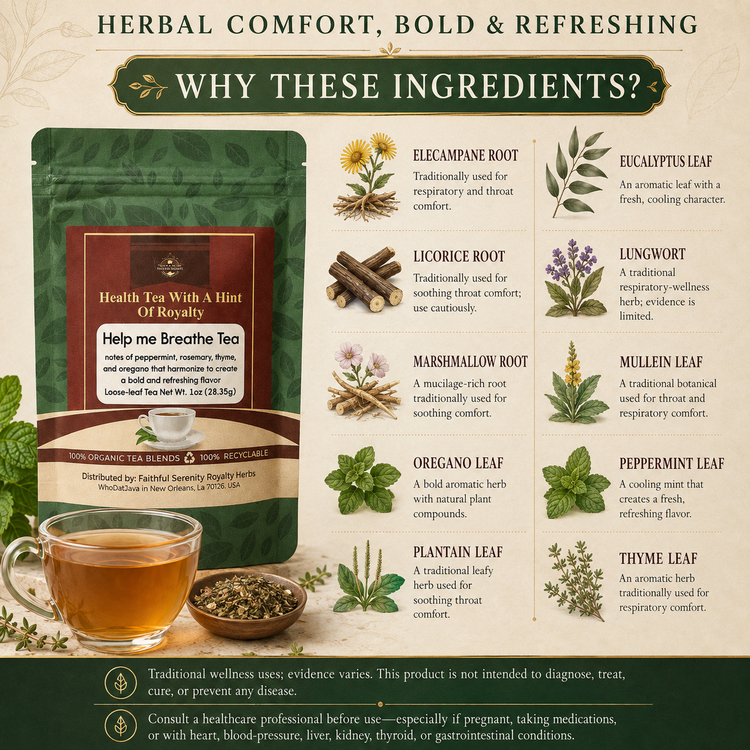 Help Me Breathe Organic Loose-Leaf Tea prepared in a cup