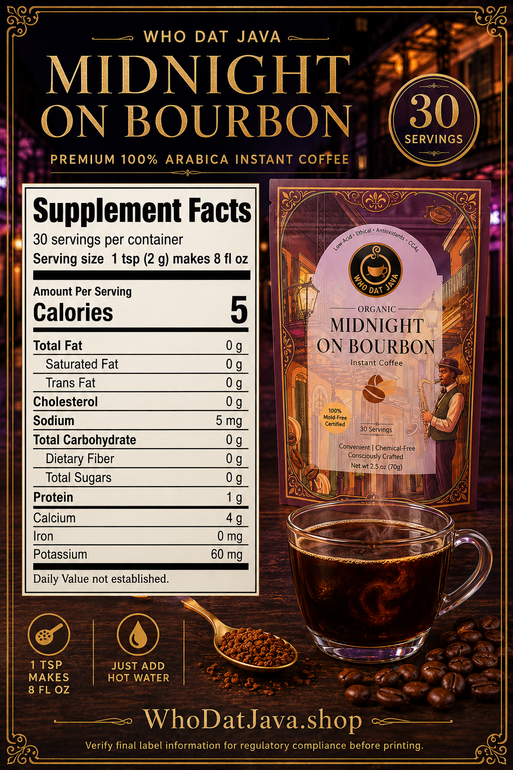 Midnight on Bourbon Instant Coffee detail 2