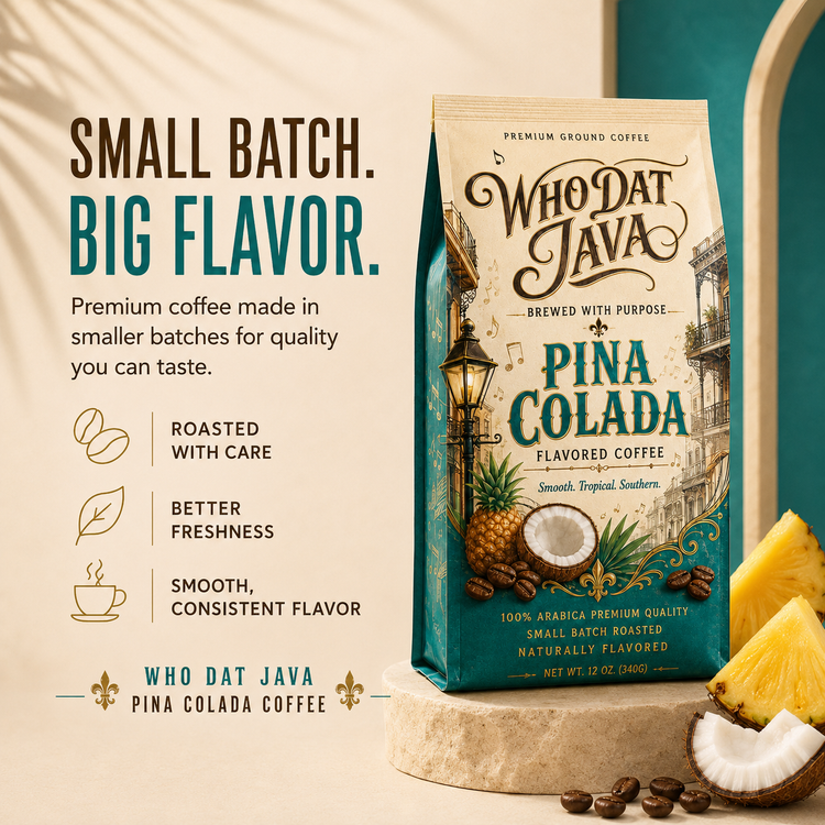 Piña Colada Flavored Coffee prepared in a cup