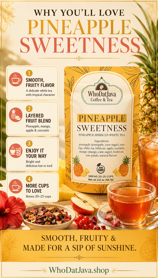 Pineapple Sweetness Pineapple Hibiscus White Tea prepared in a cup