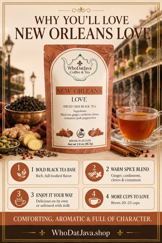 New Orleans Love Spiced Chai Black Tea prepared in a cup