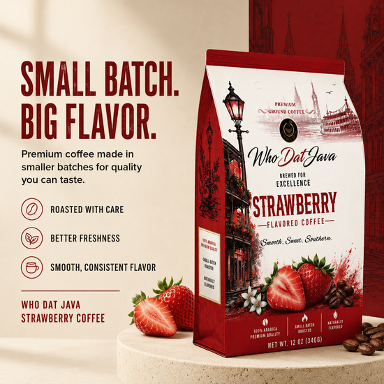 Strawberry Flavored Coffee prepared in a cup