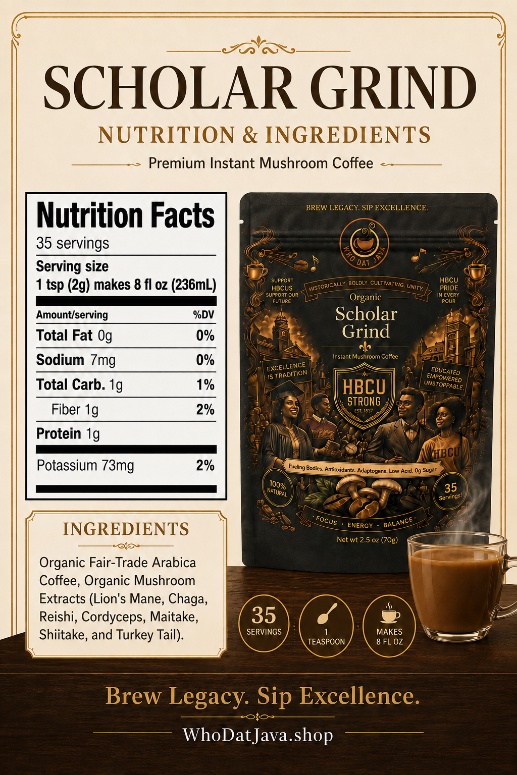 Scholar Grind Instant Mushroom Coffee detail 5